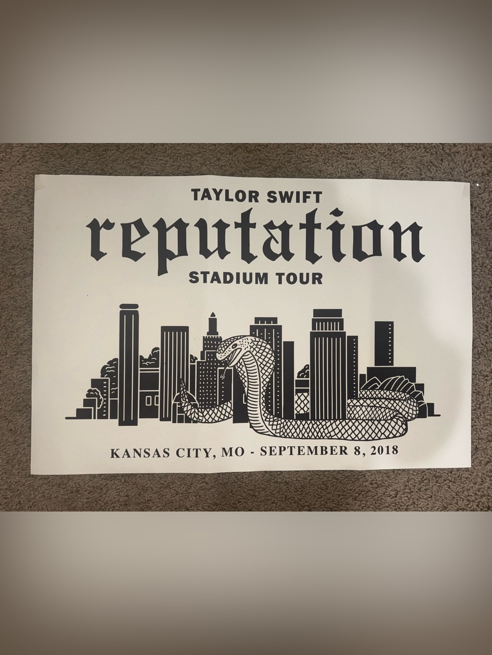 Taylor Swift Reputation Stadium Tour Kansas City, MO Poster